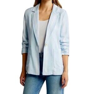 Caslon Light Blue/White Linen Blazer - size L - excellent condition